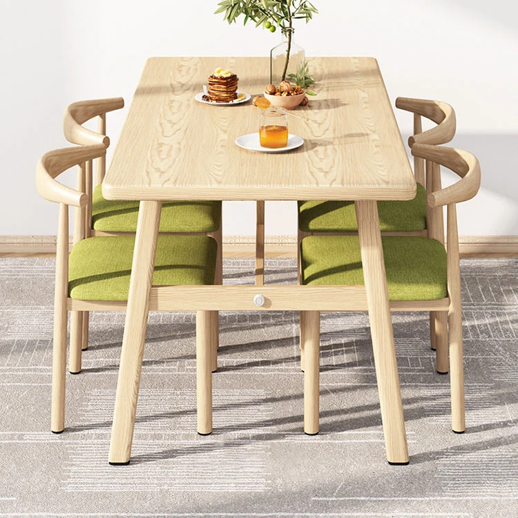 Tavolo da pranzo moderno rettangolare con piano legno e base su cavalletto ferro Clearhalo