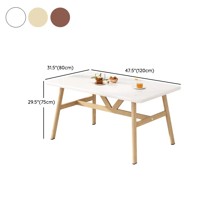 Tavolo da pranzo moderno rettangolare con piano legno e base su cavalletto ferro Clearhalo