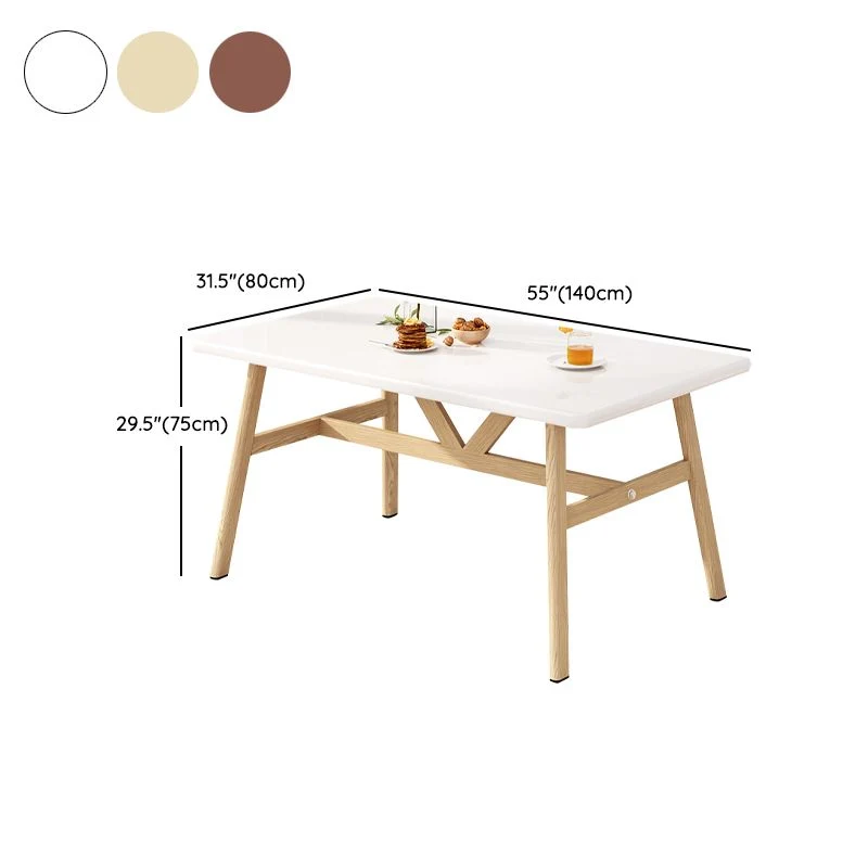 Tavolo da pranzo moderno rettangolare con piano legno e base su cavalletto ferro Clearhalo