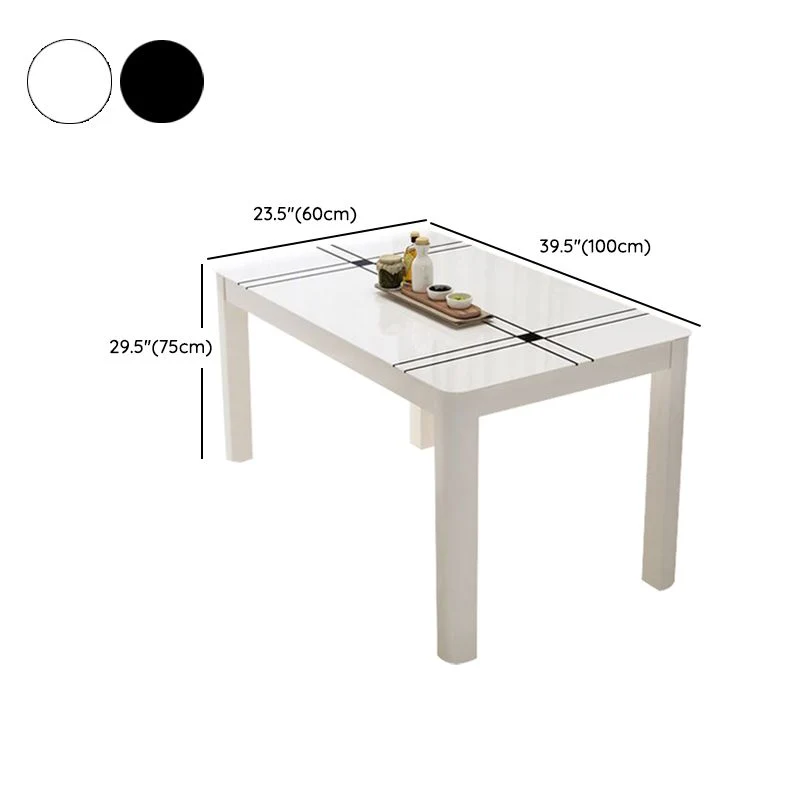 Tavolo da pranzo moderno rettangolare con piano vetro per soggiorno Clearhalo