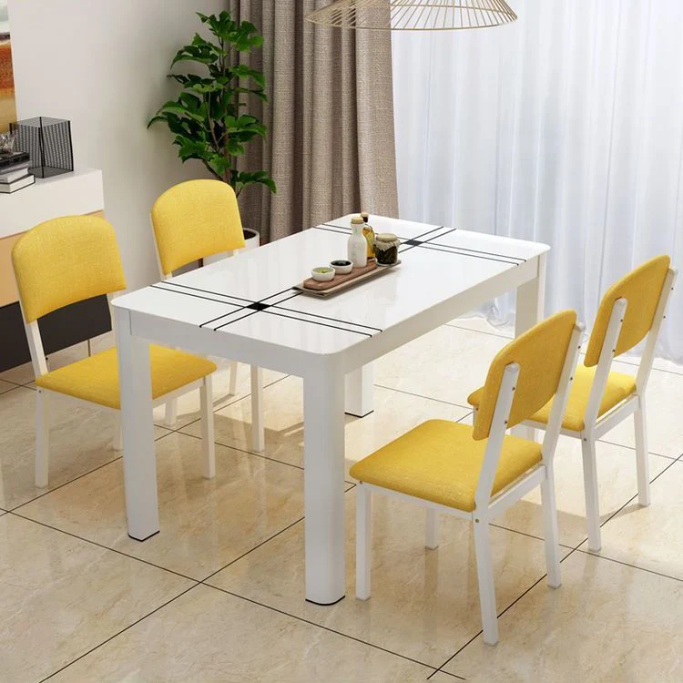 Tavolo da pranzo moderno rettangolare con piano vetro per soggiorno Clearhalo