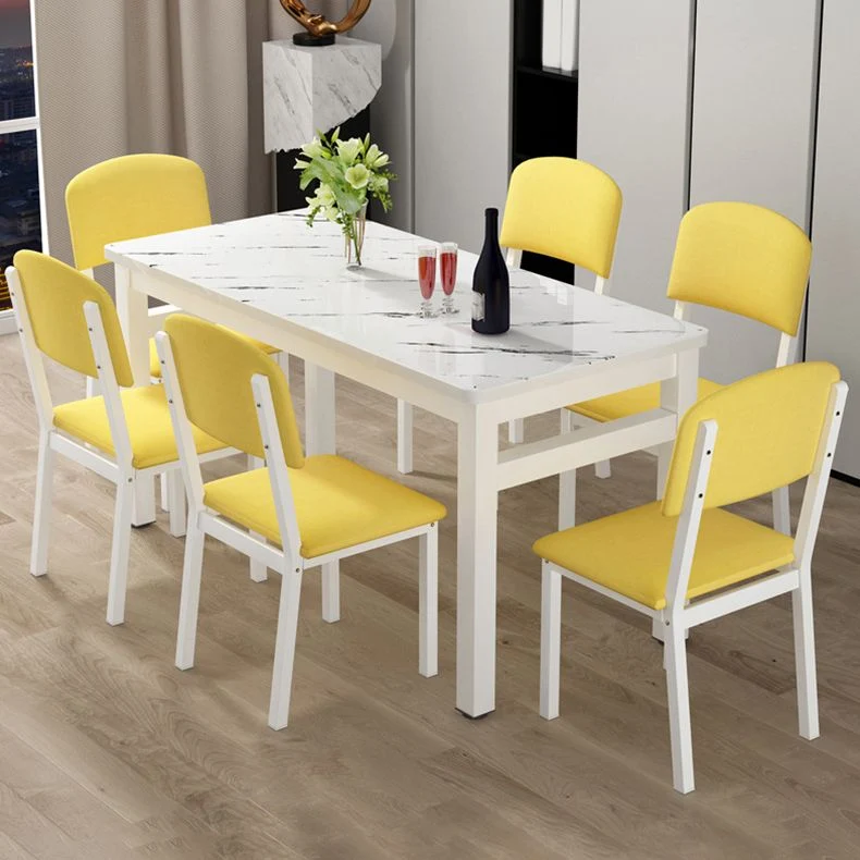 Tavolo da pranzo moderno rettangolare con piano legno per soggiorno Clearhalo
