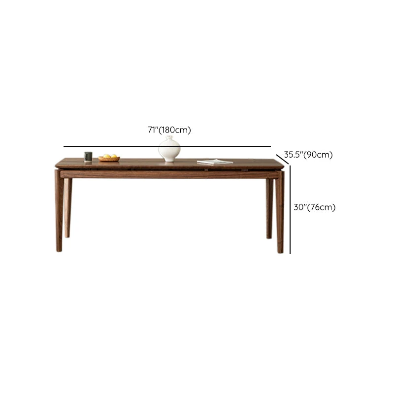Tavolo da pranzo moderno rettangolare con piano legno massello marrone per soggiorno Clearhalo