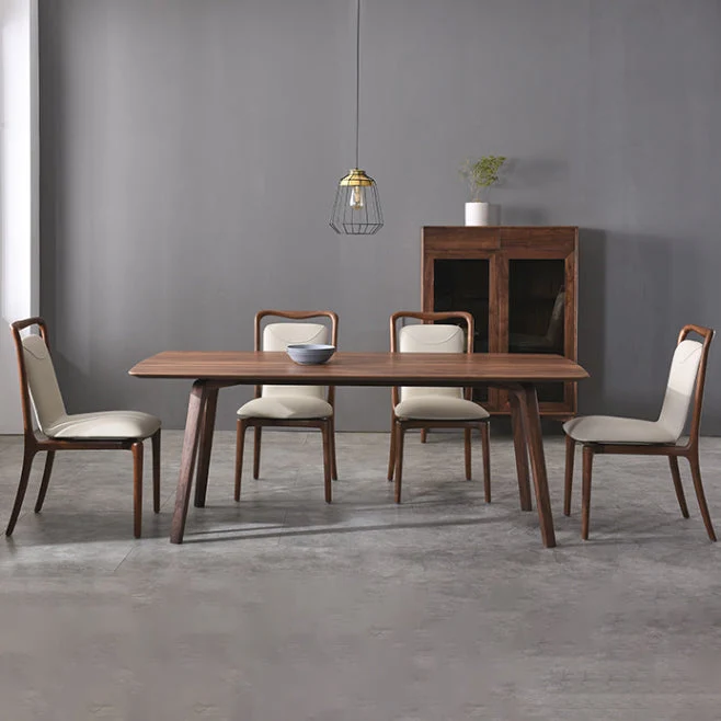 Tavolo da pranzo moderno rettangolare legno marrone scuro con 4 piedi Clearhalo