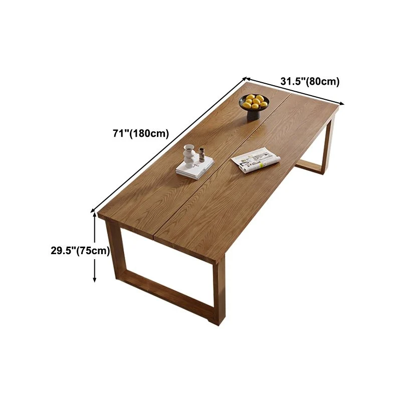 Tavolo da pranzo moderno rettangolare legno massello marrone con base doppio piedistallo Clearhalo