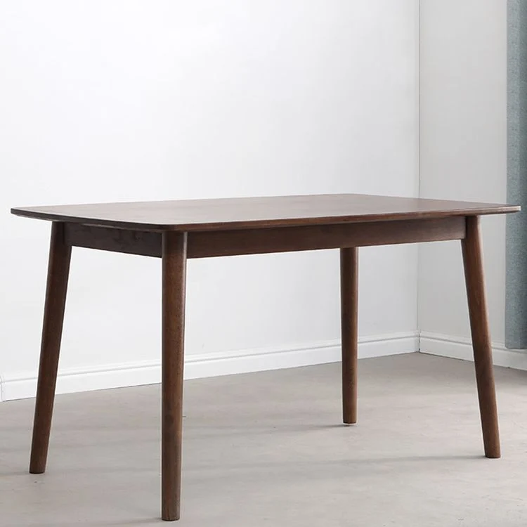 Tavolo da pranzo moderno rettangolare legno massello marrone con 4 gambe per ufficio Clearhalo