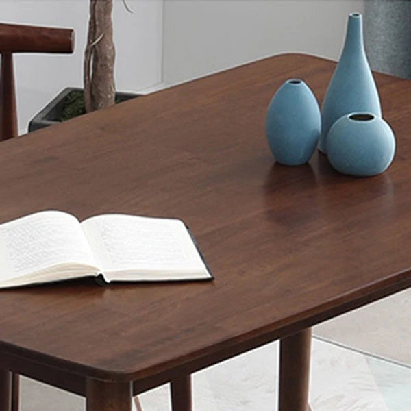 Tavolo da pranzo moderno rettangolare legno massello marrone con 4 gambe per ufficio Clearhalo