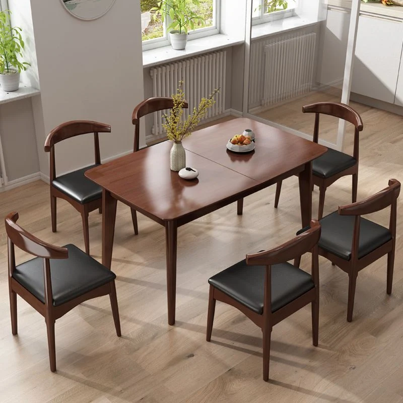 Tavolo da pranzo moderno rettangolare legno massello per sala da pranzo Clearhalo