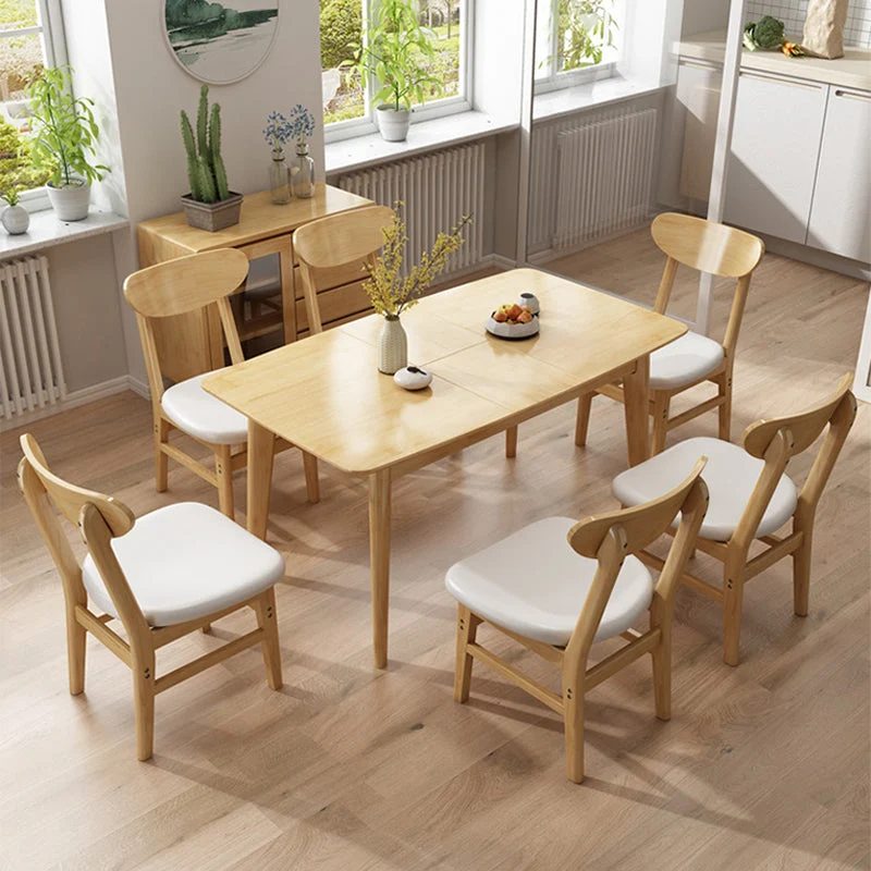 Tavolo da pranzo moderno rettangolare legno massello per sala da pranzo Clearhalo