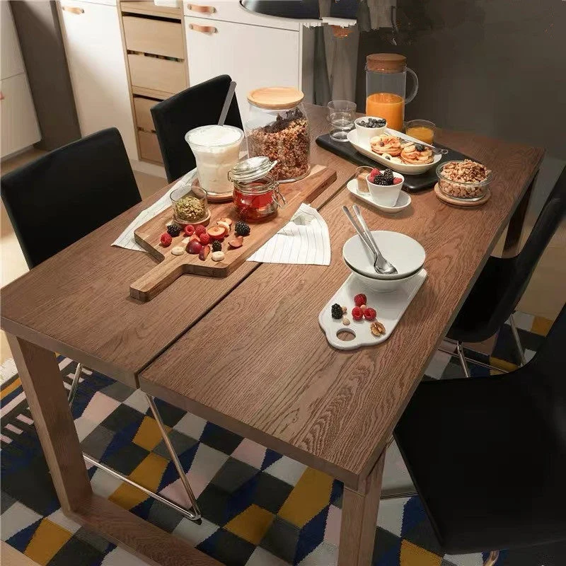 Tavolo da pranzo moderno rettangolare legno massello di pino con base slitta Clearhalo