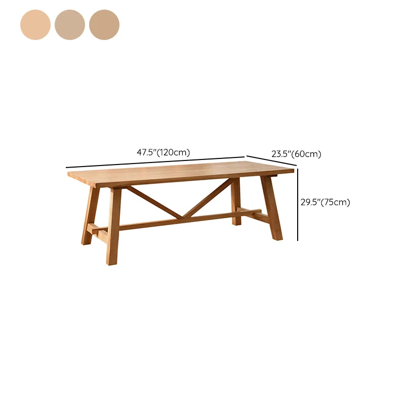 Tavolo da pranzo moderno rettangolare legno massello con base su cavalletto Clearhalo