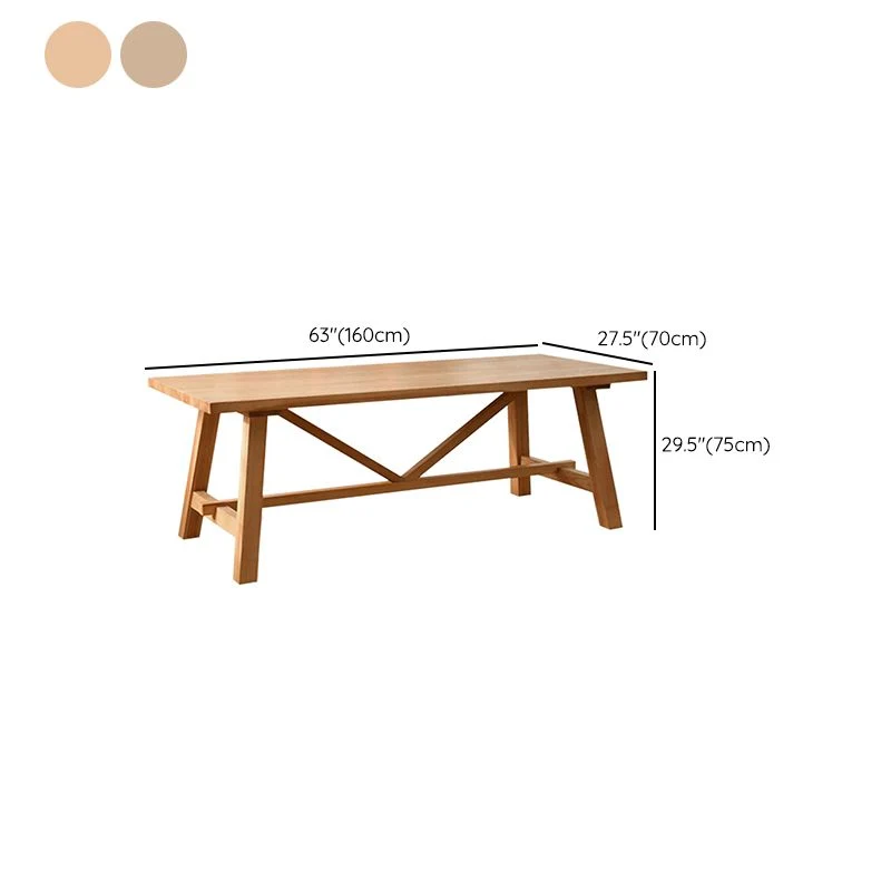 Tavolo da pranzo moderno rettangolare legno massello con base su cavalletto Clearhalo