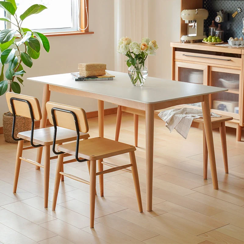 Tavolo da pranzo moderno rettangolare pietra bianca e nera con gambe Clearhalo