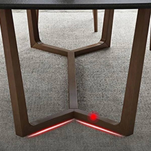 Tavolo da pranzo moderno rettangolare pietra con base legno di frassino per sala da pranzo Clearhalo