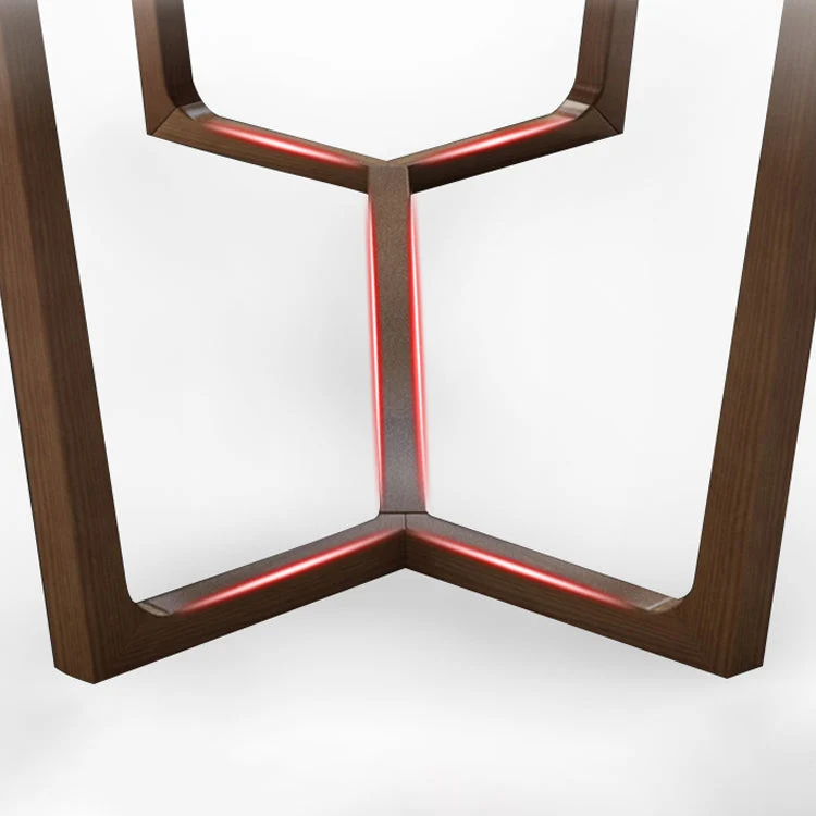 Tavolo da pranzo moderno rettangolare pietra con base legno di frassino per sala da pranzo Clearhalo