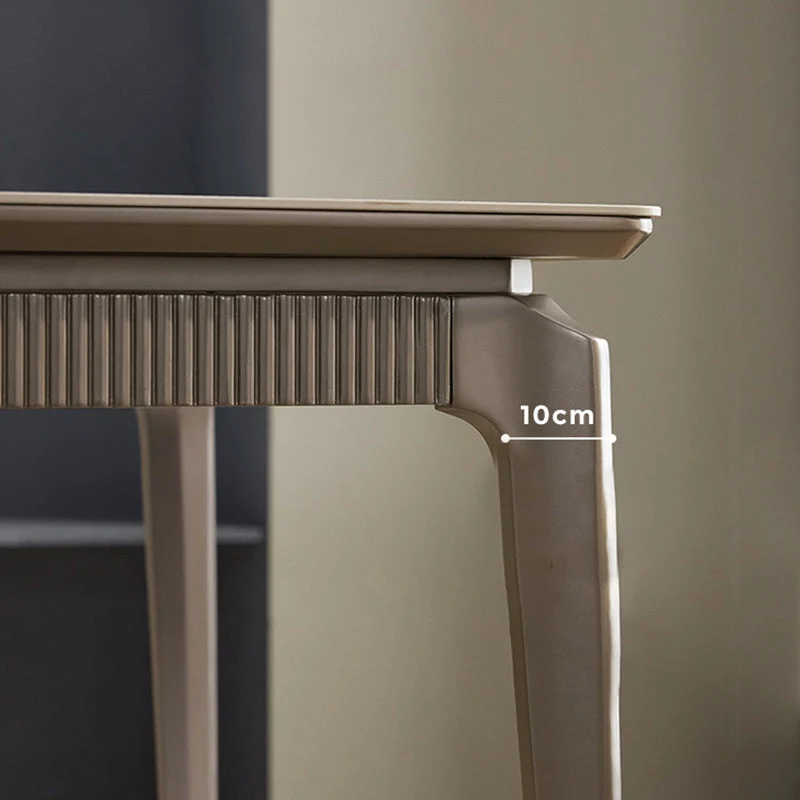 Tavolo da pranzo moderno rettangolare pietra grigia con gambe legno massello Clearhalo