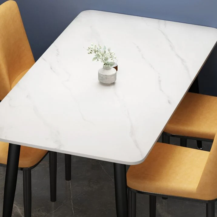 Tavolo da pranzo moderno rettangolare pietra rotondo con base metallo Clearhalo
