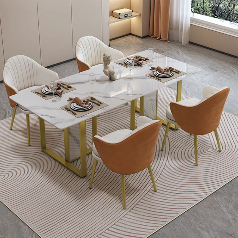 Tavolo da pranzo moderno rettangolare pietra Set da pranzo da 1/5 pezzi per bar Clearhalo