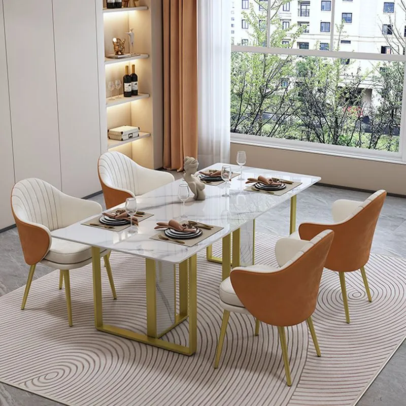 Tavolo da pranzo moderno rettangolare pietra Set da pranzo da 1/5 pezzi per bar Clearhalo