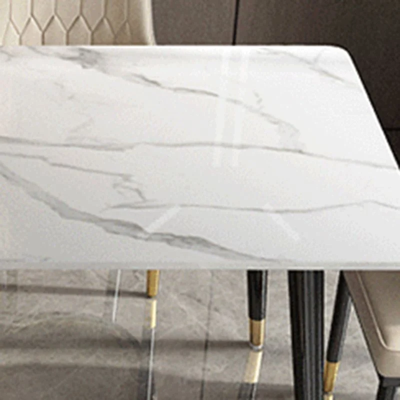 Tavolo da pranzo moderno rettangolare pietra sinterizzata con gambe metallo per cucina Clearhalo