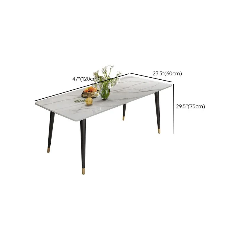 Tavolo da pranzo moderno rettangolare pietra sinterizzata con gambe metallo per cucina Clearhalo