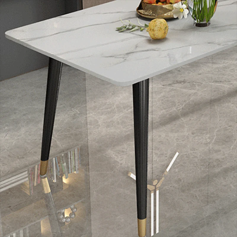 Tavolo da pranzo moderno rettangolare pietra sinterizzata con gambe metallo per cucina Clearhalo