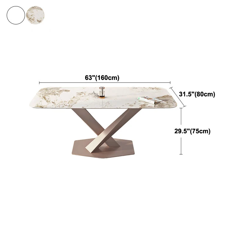 Tavolo da pranzo moderno rettangolare pietra sinterizzata con base piedistallo Clearhalo