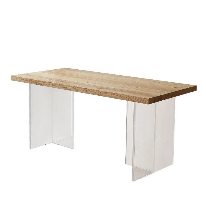 Tavolo da pranzo moderno rettangolare Tavolo legno con gambe acrilico per cucina Clearhalo
