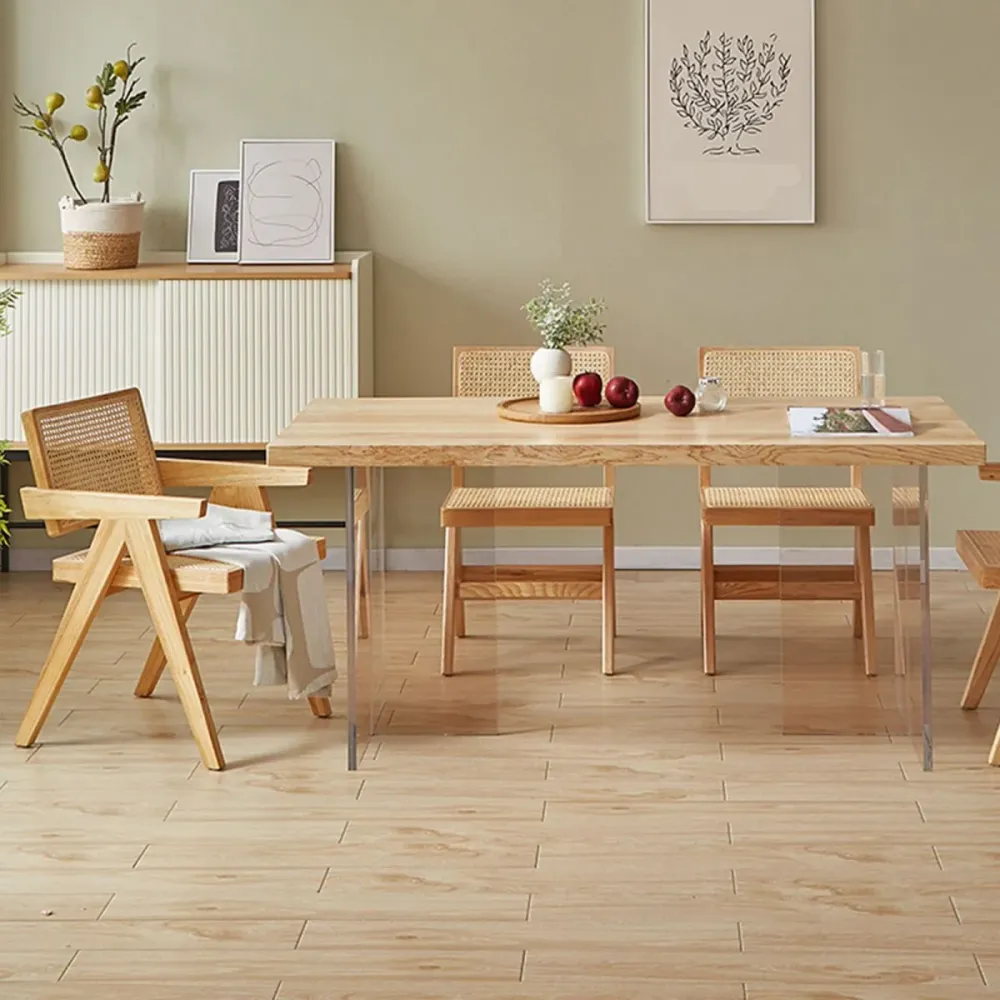 Tavolo da pranzo moderno rettangolare Tavolo legno con gambe acrilico per cucina Clearhalo