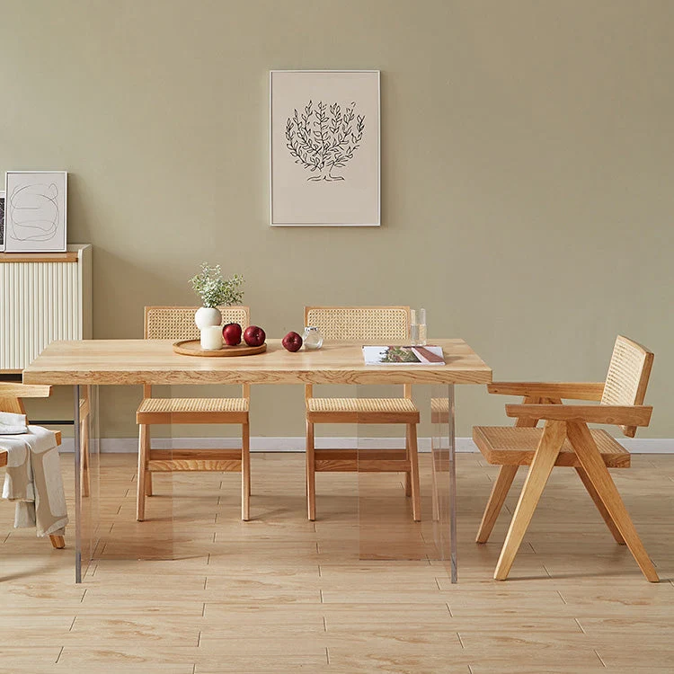 Tavolo da pranzo moderno rettangolare Tavolo legno con gambe acrilico per cucina Clearhalo