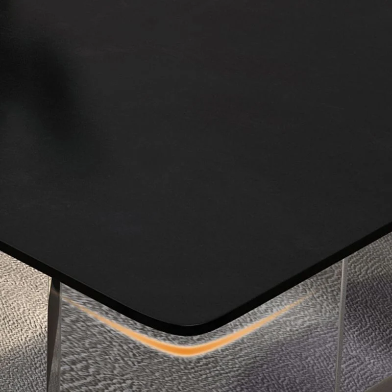 Tavolo da pranzo moderno rettangolare Tavolo pietra sinterizzata con piano nero per la casa Clearhalo