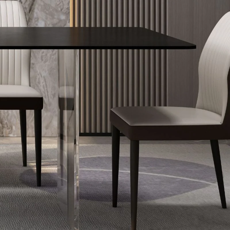 Tavolo da pranzo moderno rettangolare Tavolo pietra sinterizzata con piano nero per la casa Clearhalo