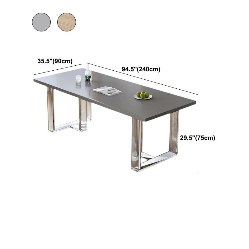 Tavolo da pranzo moderno rettangolare Tavolo da pranzo fisso con base slitta legno massello Clearhalo