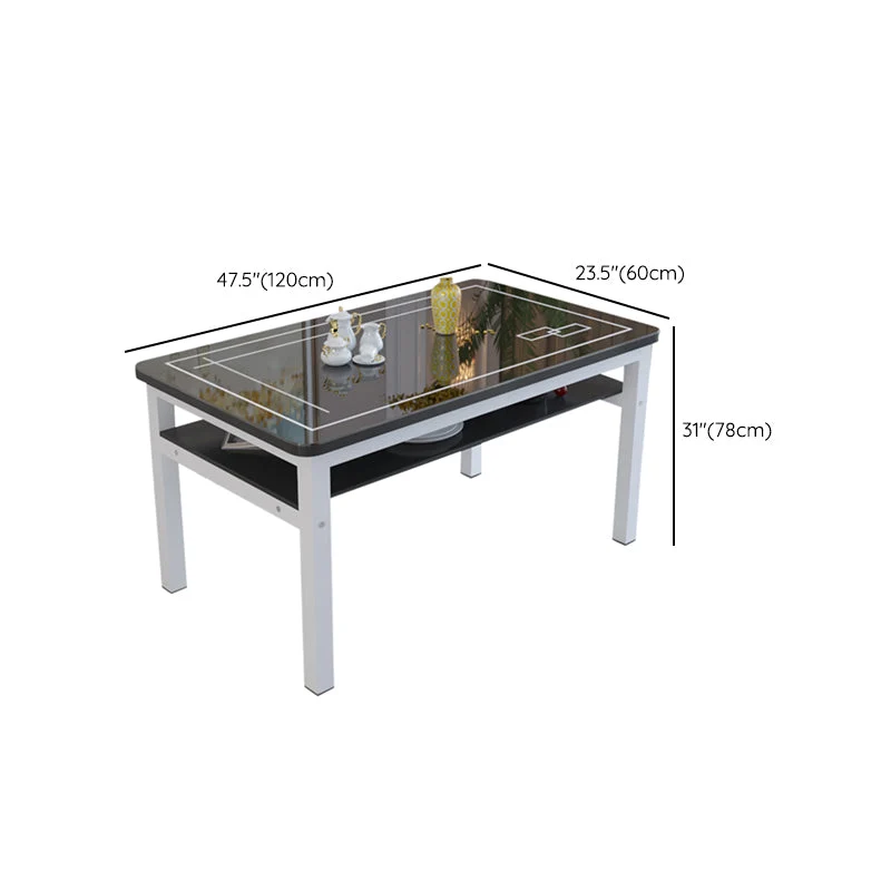 Tavolo da pranzo moderno rettangolare da tavolo vetro temperato per sala da pranzo Clearhalo
