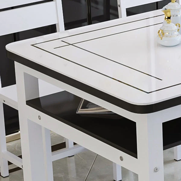 Tavolo da pranzo moderno rettangolare da tavolo vetro temperato per sala da pranzo Clearhalo