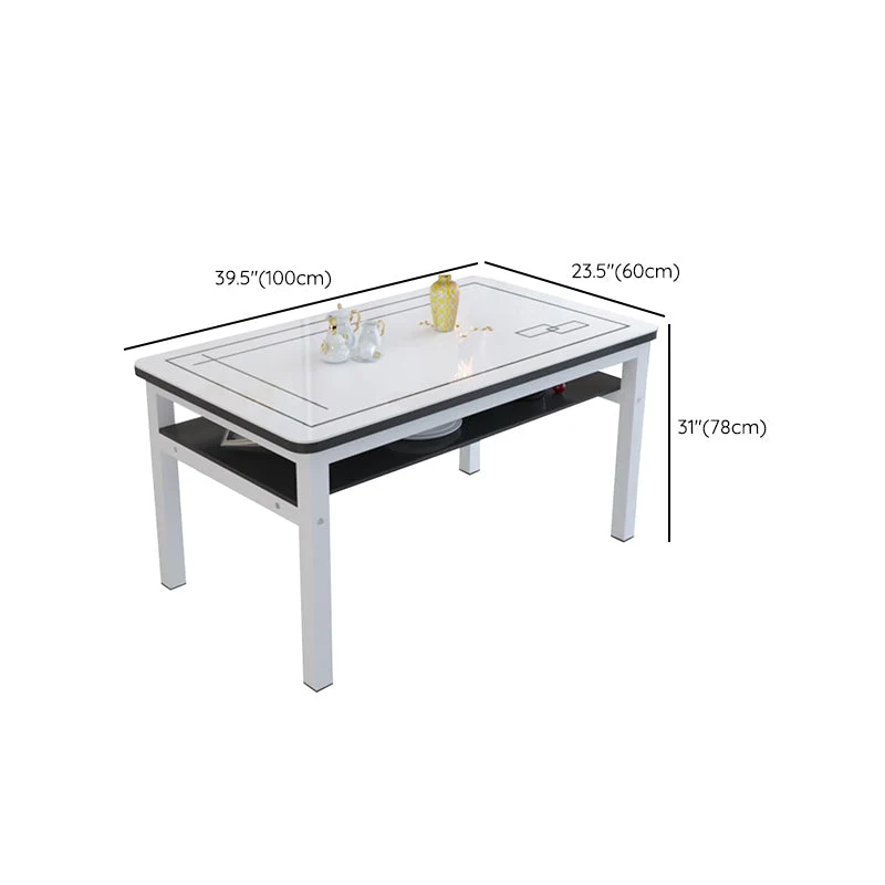 Tavolo da pranzo moderno rettangolare da tavolo vetro temperato per sala da pranzo Clearhalo