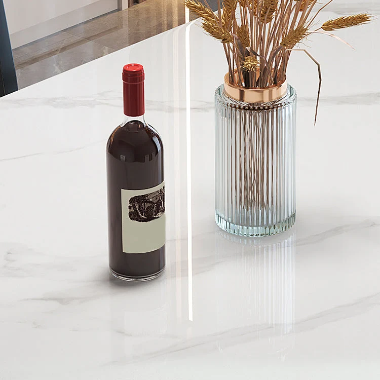 Tavolo da pranzo moderno rotondo espandibile scomparsa con piano pietra e base legno nero Clearhalo
