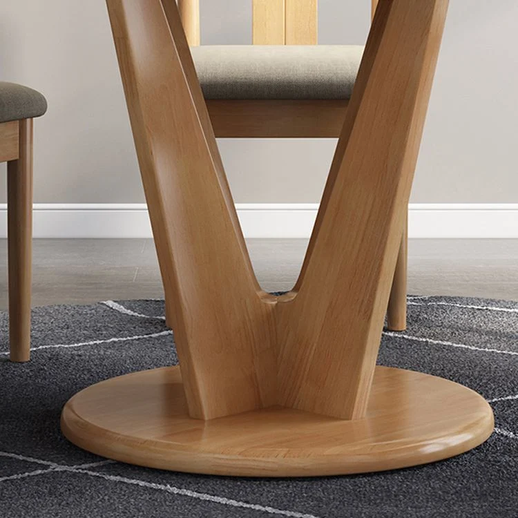 Tavolo da pranzo moderno rotondo legno con base legno di gomma per sala da pranzo Clearhalo