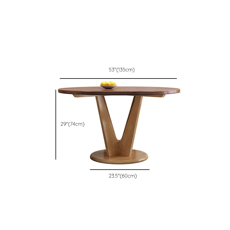 Tavolo da pranzo moderno rotondo legno con base legno di gomma per sala da pranzo Clearhalo