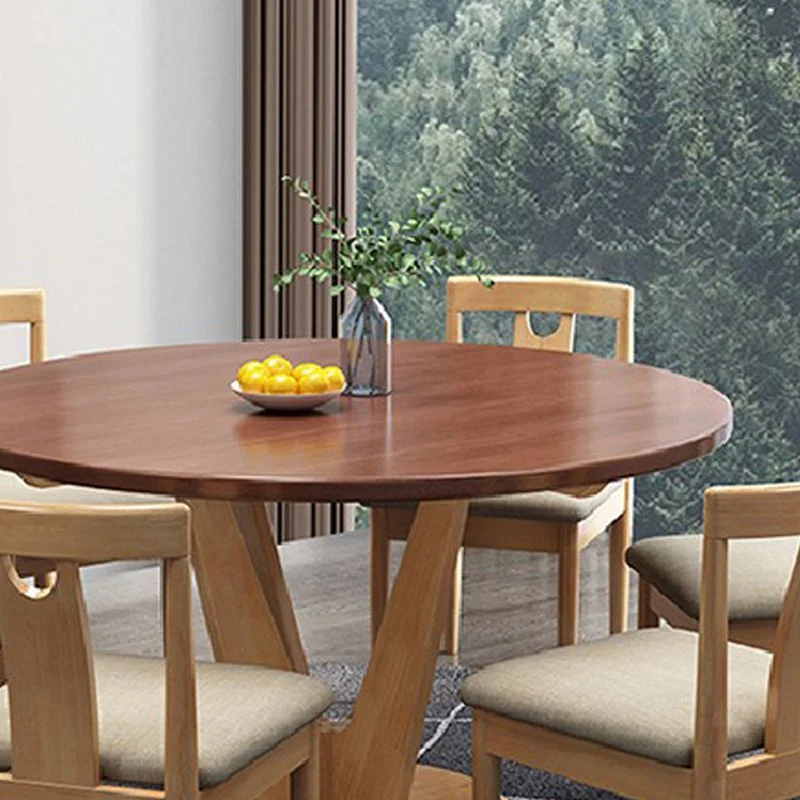 Tavolo da pranzo moderno rotondo legno con base legno di gomma per sala da pranzo Clearhalo