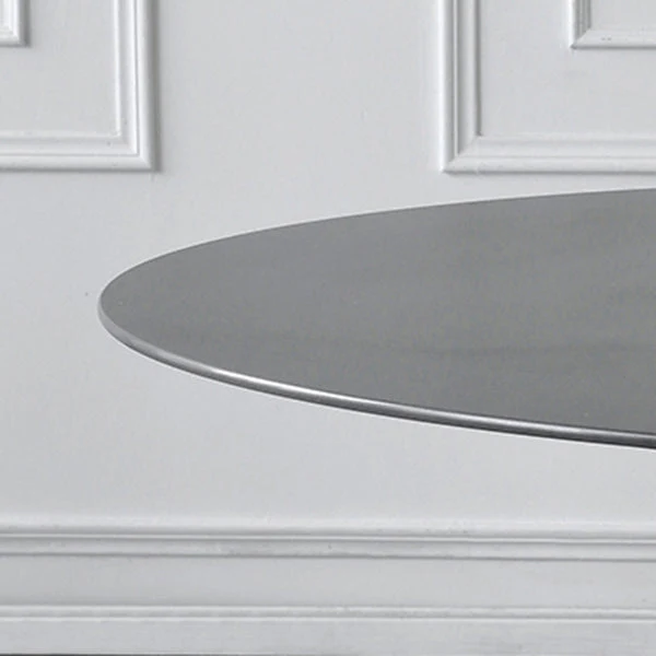 Tavolo da pranzo moderno rotondo metallo Tavolo pietra sinterizzata per sala da pranzo Clearhalo