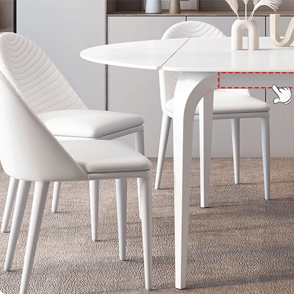 Tavolo da pranzo moderno rotondo pietra bianca con 4 piedi acciaio Clearhalo
