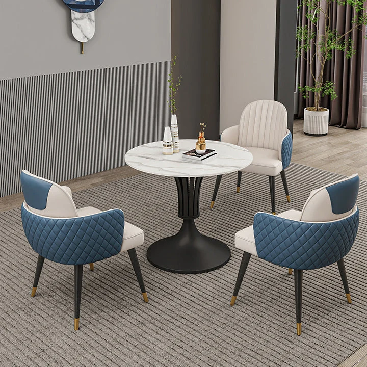 Tavolo da pranzo moderno rotondo pietra sinterizzata per sala da pranzo Clearhalo