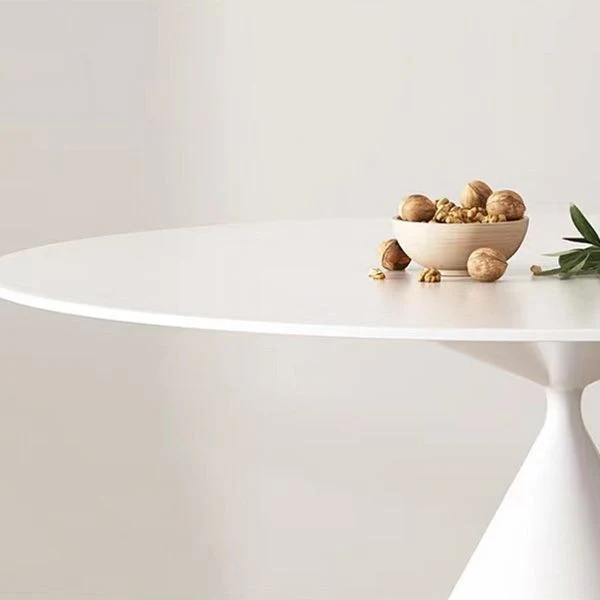 Tavolo da pranzo moderno rotondo pietra sinterizzata con gamba metallo per la casa Clearhalo