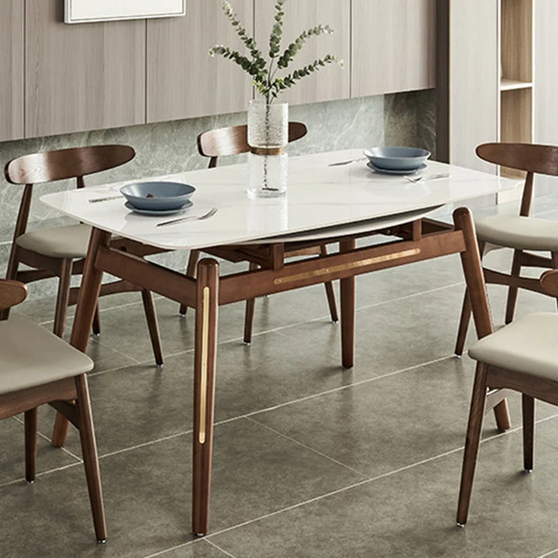 Tavolo da pranzo moderno rotondo pietra sinterizzata con 4 gambe per la casa Clearhalo