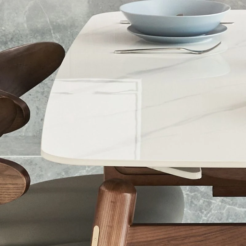 Tavolo da pranzo moderno rotondo pietra sinterizzata con 4 gambe per la casa Clearhalo