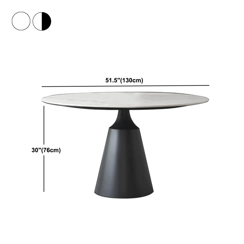 Tavolo da pranzo moderno rotondo da pub con piano pietra e piedistallo con base nera Clearhalo