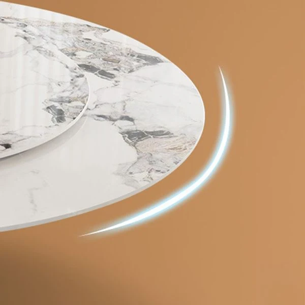 Tavolo da pranzo moderno rotondo Tavolo da pranzo pietra con base acciaio per la casa Clearhalo
