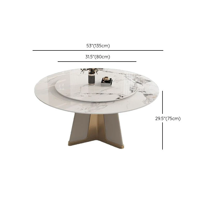 Tavolo da pranzo moderno rotondo Tavolo da pranzo pietra con base acciaio per la casa Clearhalo
