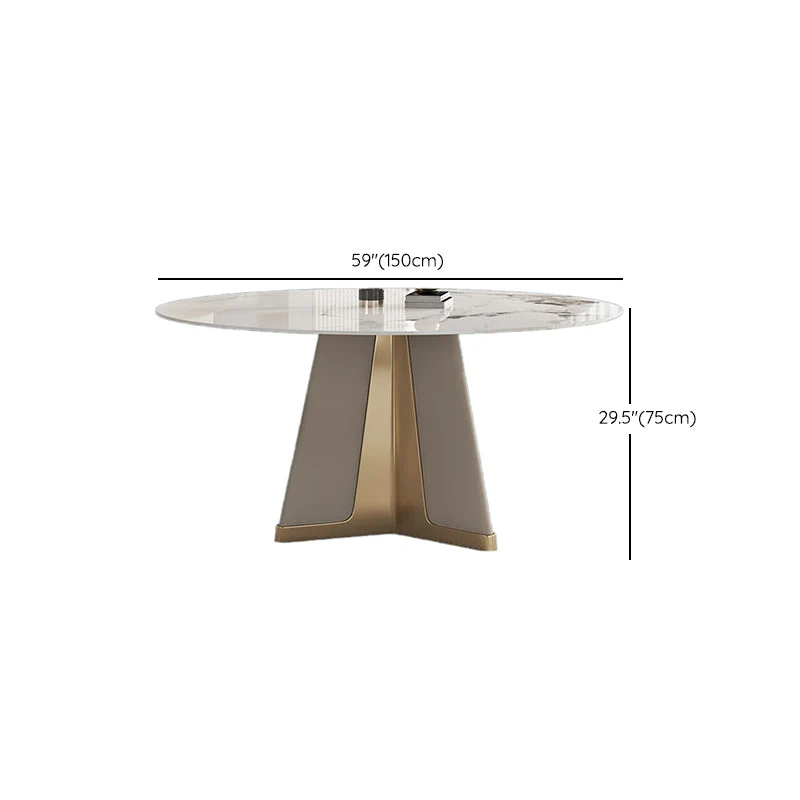 Tavolo da pranzo moderno rotondo Tavolo da pranzo pietra con base acciaio per la casa Clearhalo